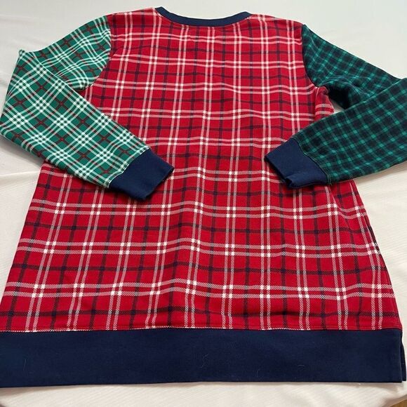 Lands End Serious Sweats Plaid Colorblock Sweatshirt Size Medium - Picture 8 of 10